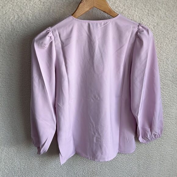 J Crew Puff Sleeve Crepe Top Womens Size XXS‎ Petite Lilac - Picture 3 of 9